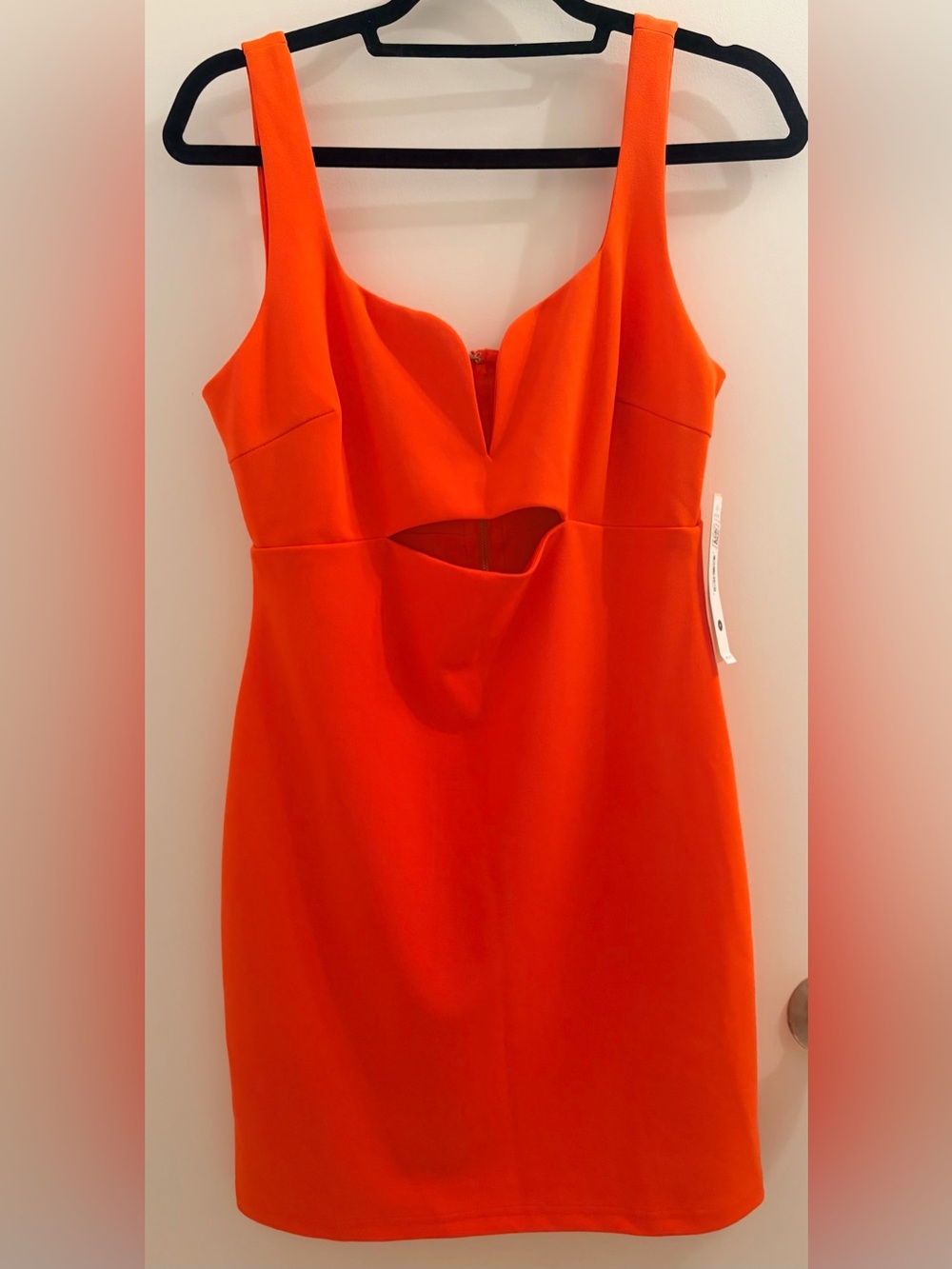 Aqua Bloomingdale's Orange Sheath Dress with Front Cutout